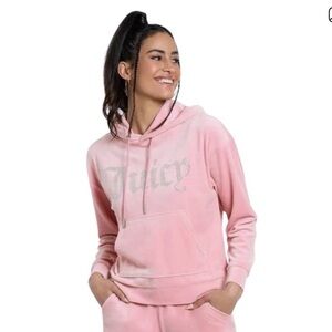 NWT Juicy Couture Light Pink Lounge Velour Hoodie. Size Large.